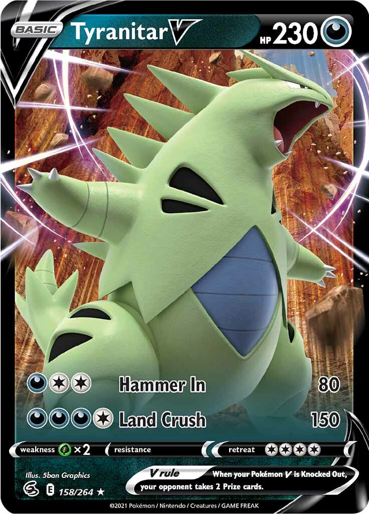 Tyranitar V (158/264) [Sword & Shield: Fusion Strike] | Nerdhalla Games