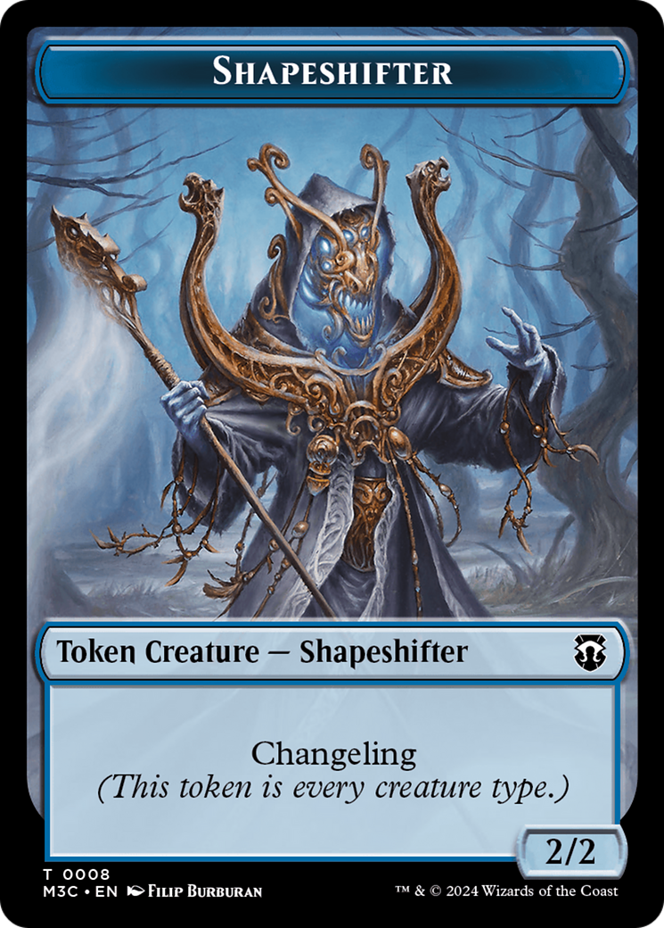 Beast (0010) (Ripple Foil) // Shapeshifter (0008) Double-Sided Token [Modern Horizons 3 Commander Tokens] | Nerdhalla Games