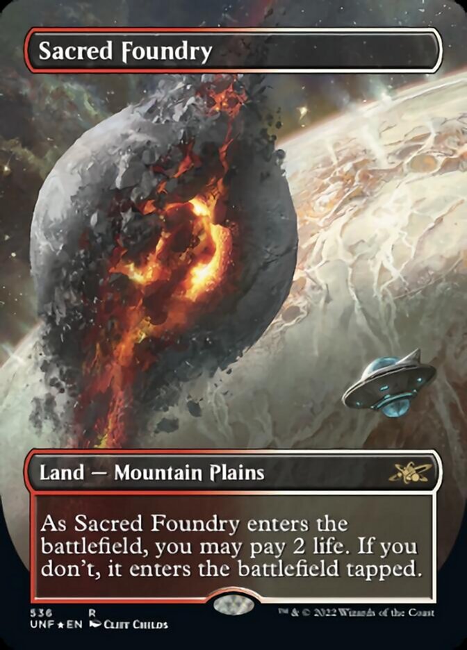 Sacred Foundry (Borderless) (Galaxy Foil) [Unfinity] | Nerdhalla Games