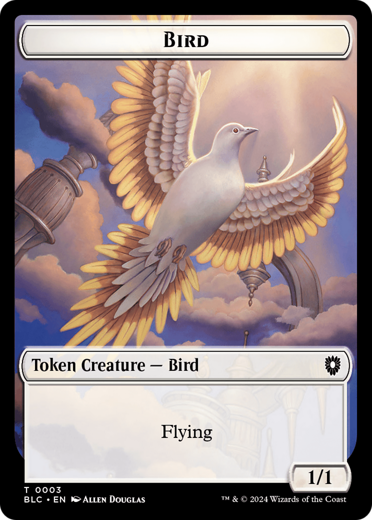 Storm Crow // Bird (003) Double-Sided Token [Bloomburrow Commander Tokens] | Nerdhalla Games