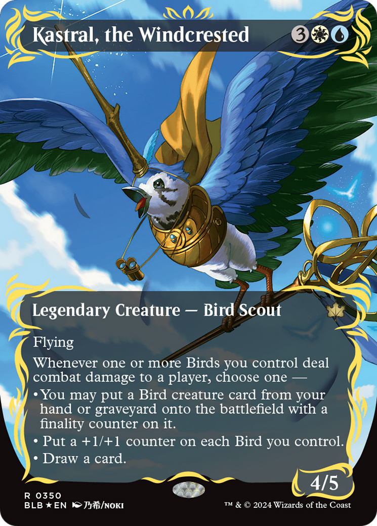 Kastral, the Windcrested (Borderless) (Raised Foil) [Bloomburrow] | Nerdhalla Games