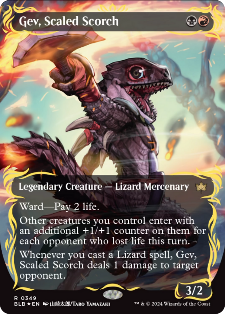 Gev, Scaled Scorch (Borderless) (Raised Foil) [Bloomburrow] | Nerdhalla Games