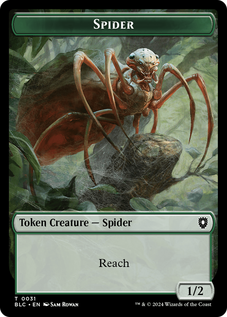 Spider // Blood Double-Sided Token [Bloomburrow Commander Tokens] | Nerdhalla Games