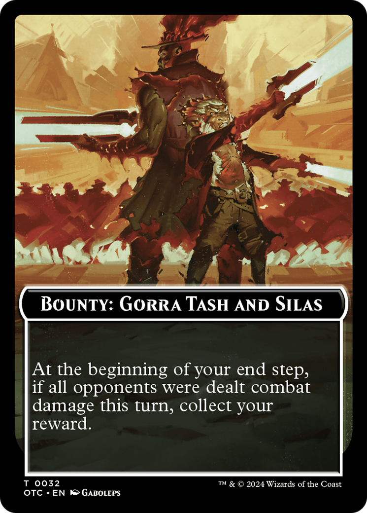 Bounty: Gorra Tash and Silas // Bounty Rules Double-Sided Token [Outlaws of Thunder Junction Commander Tokens] | Nerdhalla Games