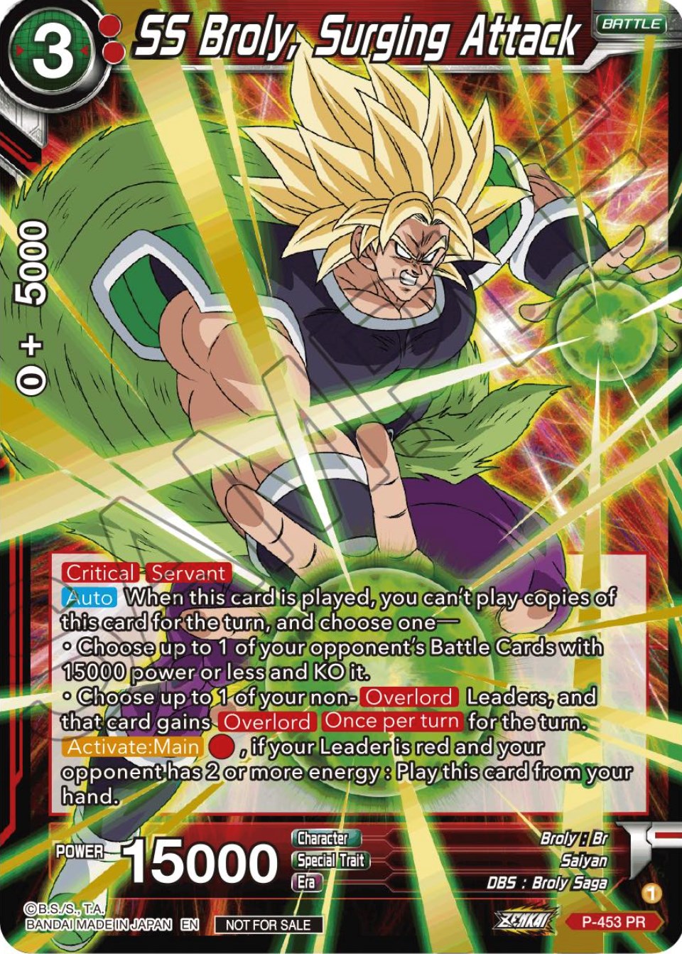 SS Broly, Surging Attack (Championship Selection Pack 2023 Vol.1) (Holo) (P-453) [Tournament Promotion Cards] | Nerdhalla Games