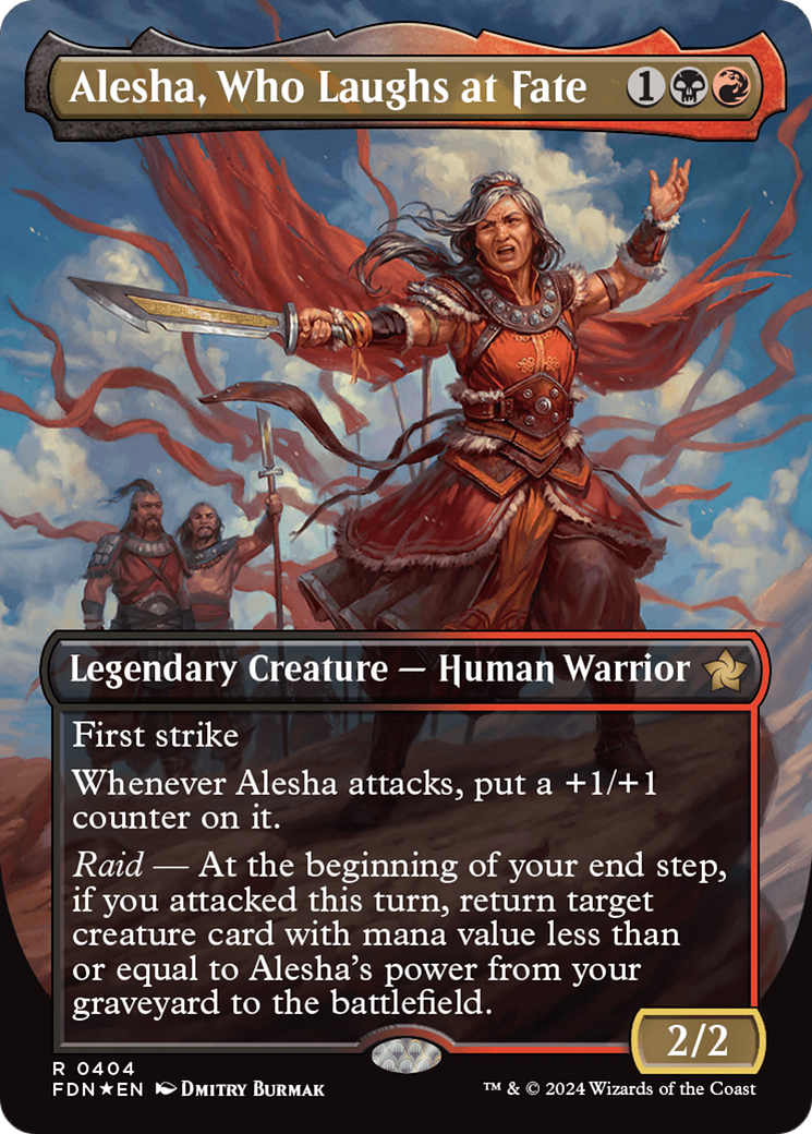 Alesha, Who Laughs at Fate (Borderless) (Mana Foil) [Foundations] | Nerdhalla Games