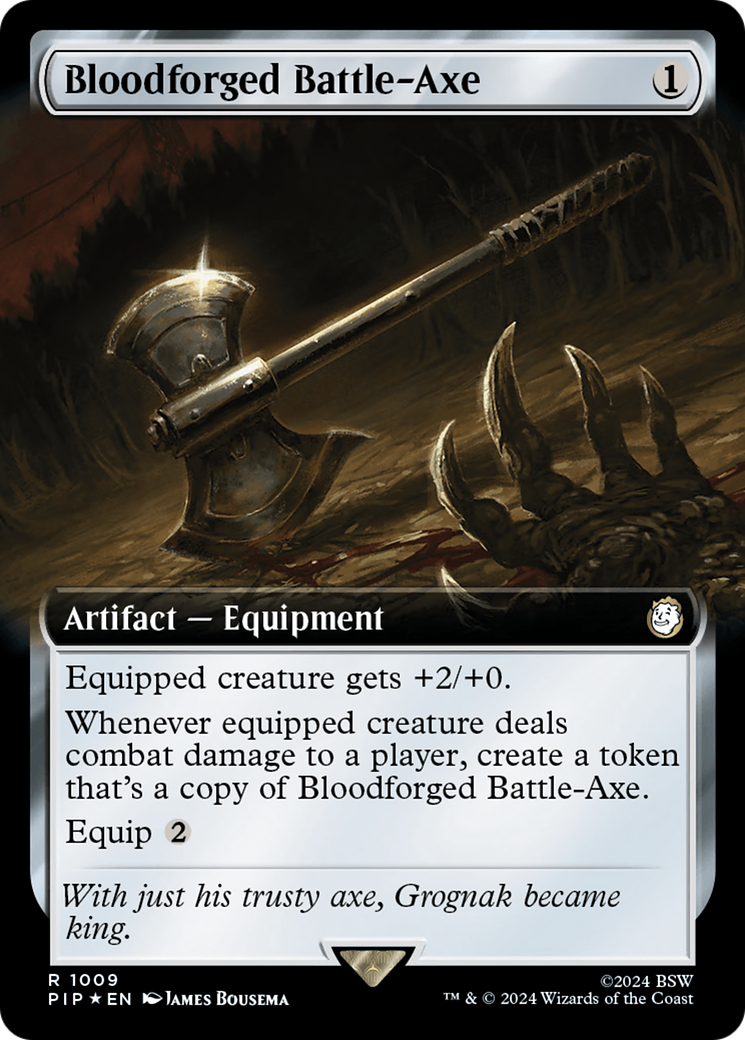 Bloodforged Battle-Axe (Extended Art) (Surge Foil) [Fallout] | Nerdhalla Games