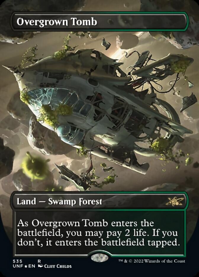 Overgrown Tomb (Borderless) (Galaxy Foil) [Unfinity] | Nerdhalla Games