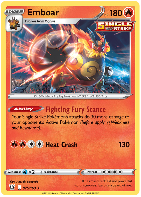 Emboar (025/163) [Sword & Shield: Battle Styles] | Nerdhalla Games