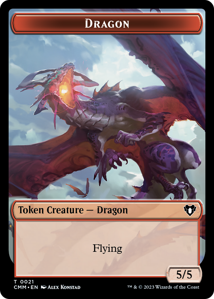 Saproling // Dragon (0021) Double-Sided Token [Commander Masters Tokens] | Nerdhalla Games