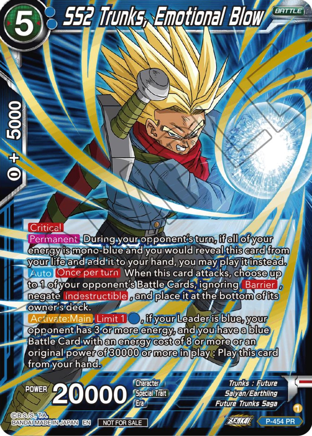 SS2 Trunks, Emotional Blow (Championship Selection Pack 2023 Vol.1) (Holo) (P-454) [Tournament Promotion Cards] | Nerdhalla Games