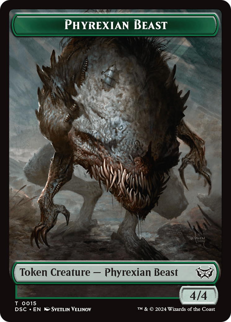 Phyrexian Beast //Manifest Double-Sided Token [Duskmourn: House of Horror Commander Tokens] | Nerdhalla Games