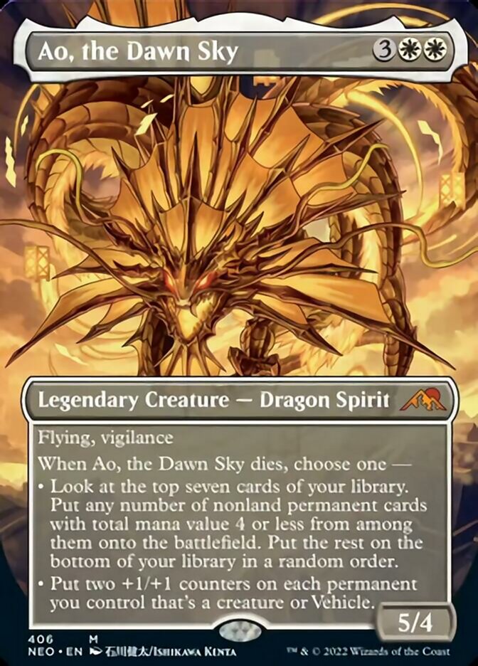 Ao, the Dawn Sky (Borderless Alternate Art) [Kamigawa: Neon Dynasty] | Nerdhalla Games