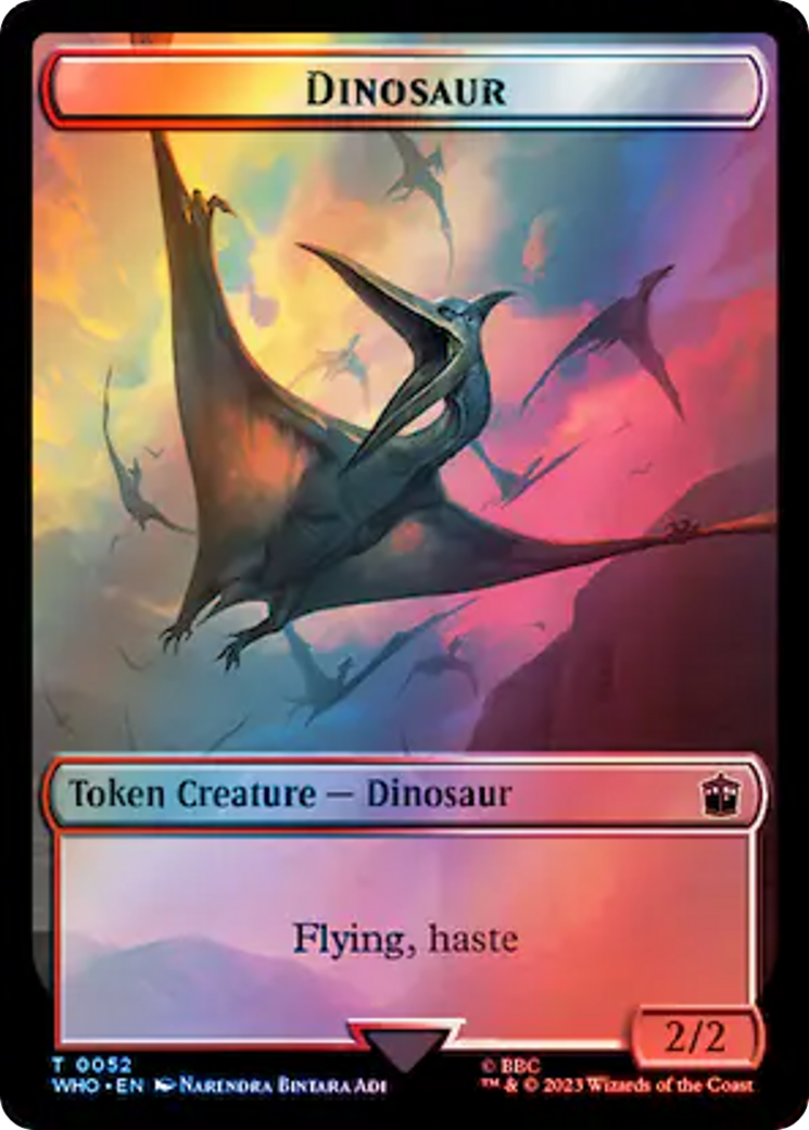 Warrior // Dinosaur Double-Sided Token (Surge Foil) [Doctor Who Tokens] | Nerdhalla Games