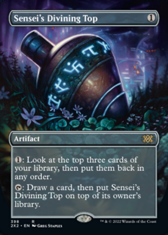 Sensei's Divining Top (Borderless Alternate Art) [Double Masters 2022] | Nerdhalla Games