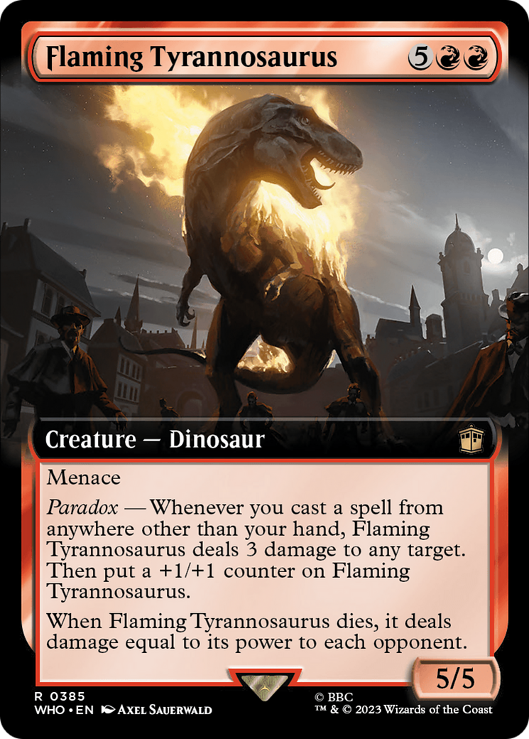 Flaming Tyrannosaurus (Extended Art) [Doctor Who] | Nerdhalla Games