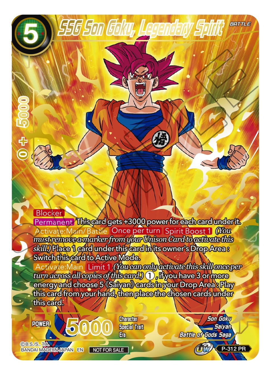 SSG Son Goku, Legendary Spirit (Gold Stamped) (P-312) [Promotion Cards] | Nerdhalla Games