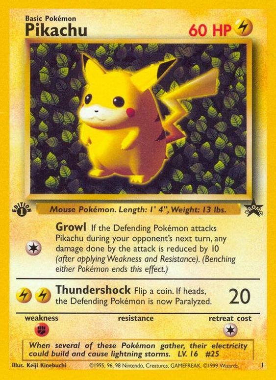 Pikachu (1) (1st Edition Misprint Promo) [Wizards of the Coast: Black Star Promos] | Nerdhalla Games