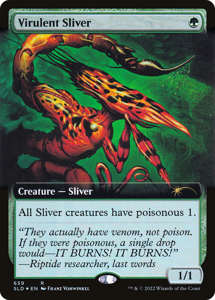 Virulent Sliver (Extended Art) (Step-and-Compleat Foil) [Secret Lair Drop Promos] | Nerdhalla Games