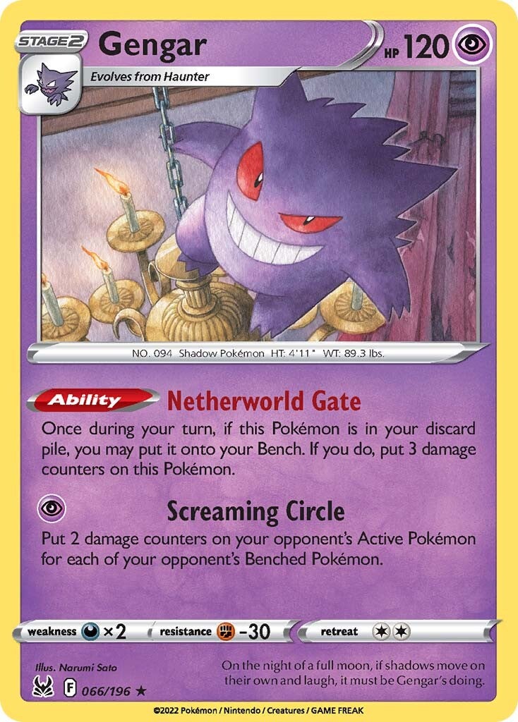 Gengar (066/196) (Theme Deck Exclusive) [Sword & Shield: Lost Origin] | Nerdhalla Games