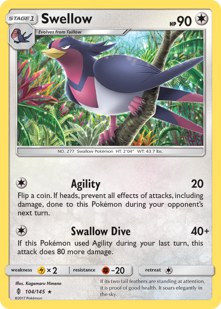 Swellow (104/145) [Sun & Moon: Guardians Rising] | Nerdhalla Games