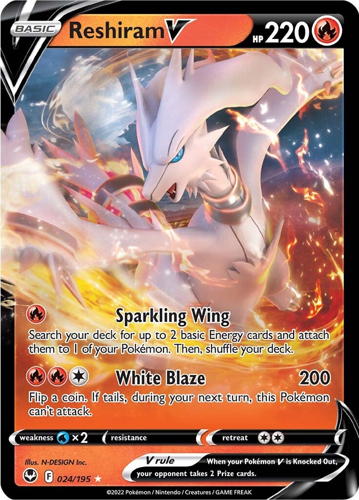 Reshiram V (024/195) [Sword & Shield: Silver Tempest] | Nerdhalla Games