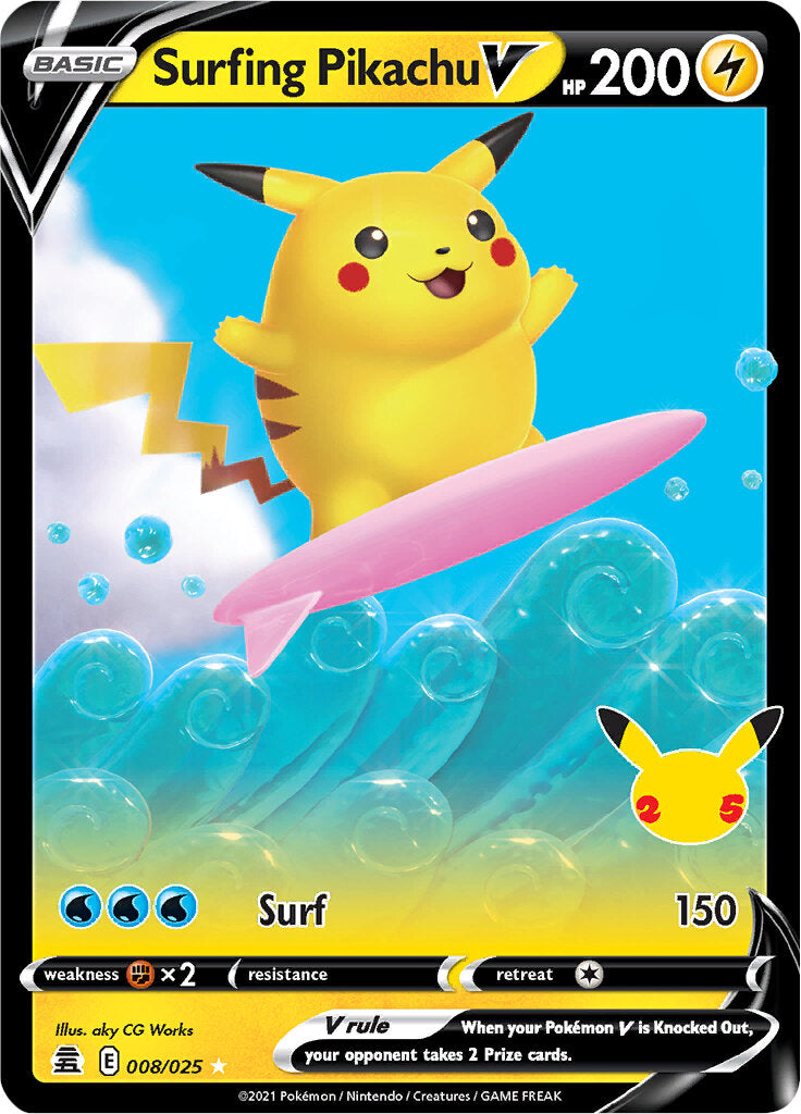 Surfing Pikachu V (008/025) [Celebrations: 25th Anniversary] | Nerdhalla Games