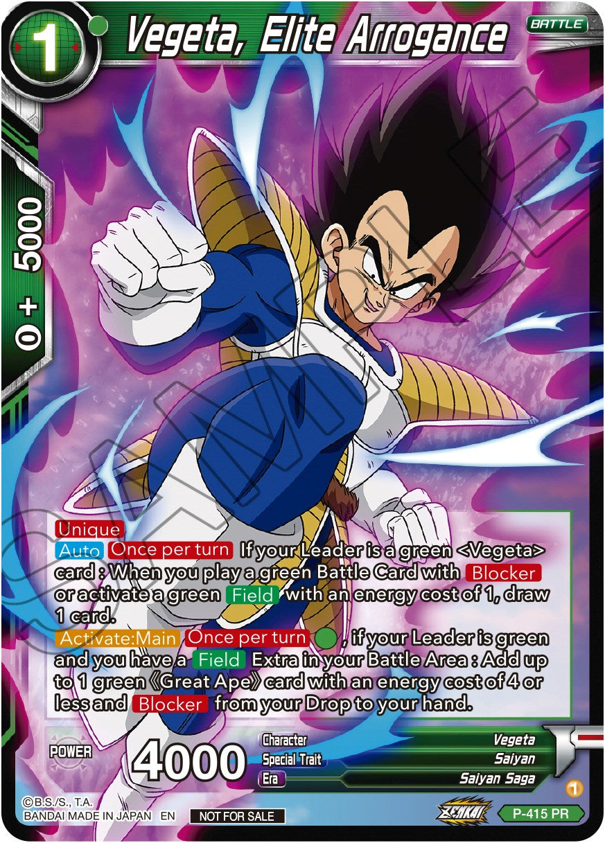 Vegeta, Elite Arrogance (Zenkai Series Tournament Pack Vol.1) (P-415) [Tournament Promotion Cards] | Nerdhalla Games