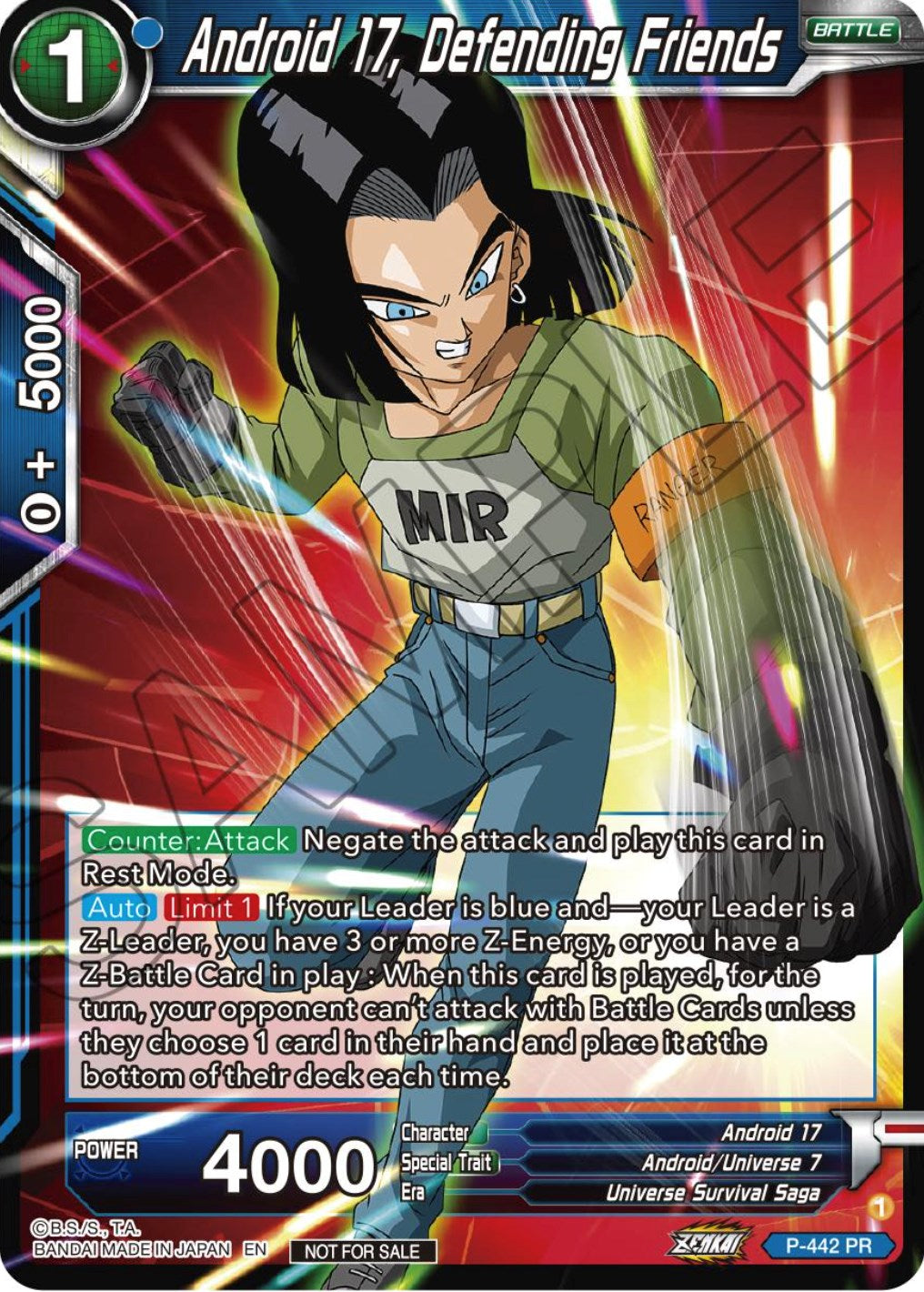 Android 17, Defending Friends (Zenkai Series Tournament Pack Vol.2) (P-442) [Tournament Promotion Cards] | Nerdhalla Games