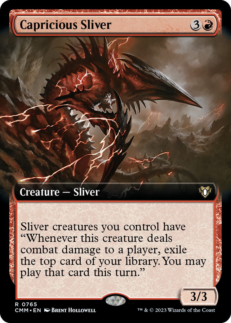 Capricious Sliver (Extended Art) [Commander Masters] | Nerdhalla Games