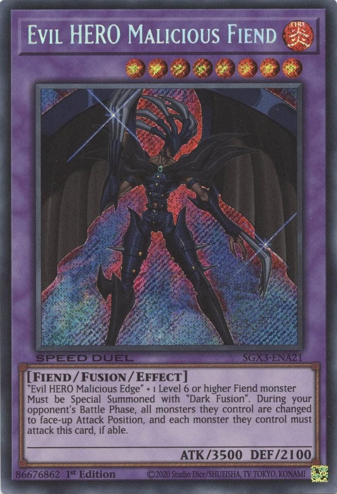 Evil HERO Malicious Fiend [SGX3-ENA21] Secret Rare | Nerdhalla Games