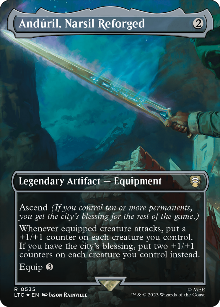 Anduril, Narsil Reforged (Borderless) (Surge Foil) [The Lord of the Rings: Tales of Middle-Earth Commander] | Nerdhalla Games