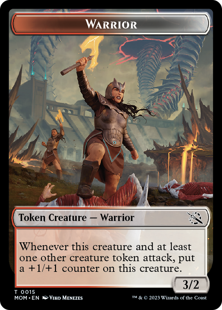 Warrior // Dinosaur Double-Sided Token [March of the Machine Tokens] | Nerdhalla Games