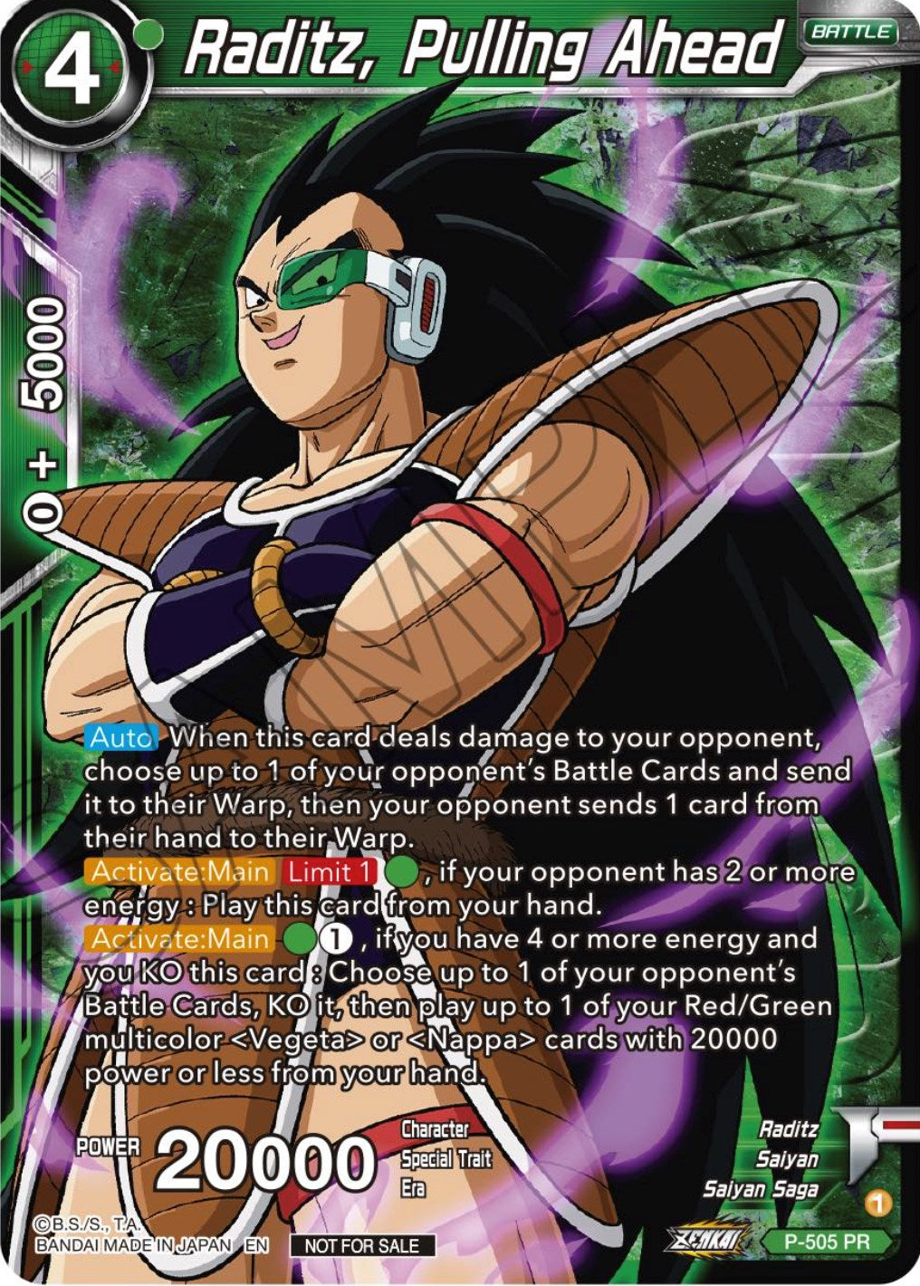 Raditz, Pulling Ahead (Zenkai Series Tournament Pack Vol.4 Winner) (P-505) [Tournament Promotion Cards] | Nerdhalla Games