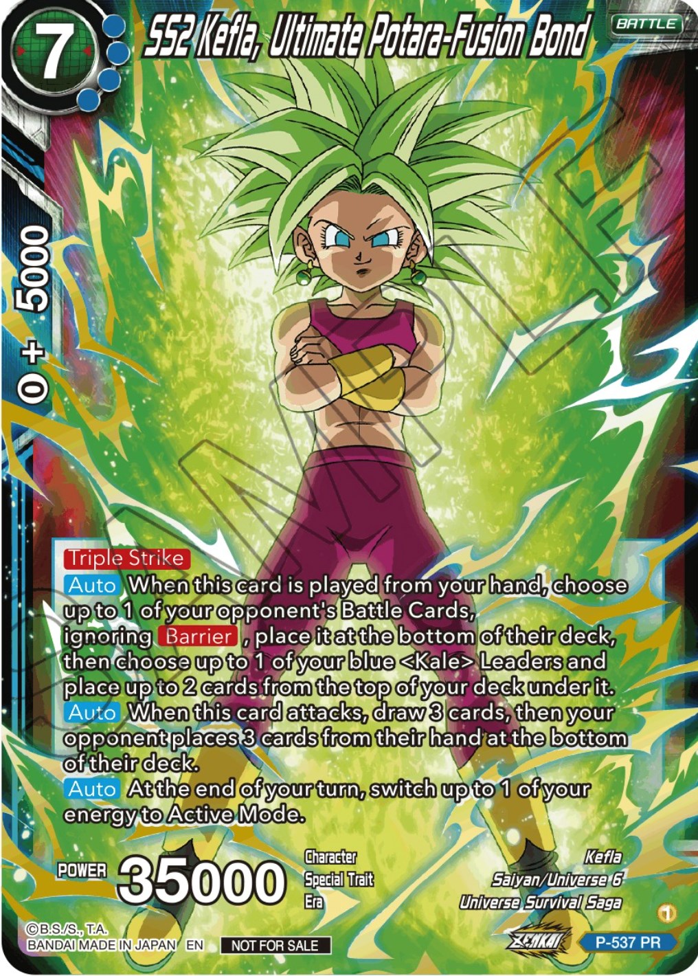 SS2 Kefla, Ultimate Potara-Fusion Bond (Championship Selection Pack 2023 Vol.2) (Gold-Stamped Silver Foil) (P-537) [Tournament Promotion Cards] | Nerdhalla Games