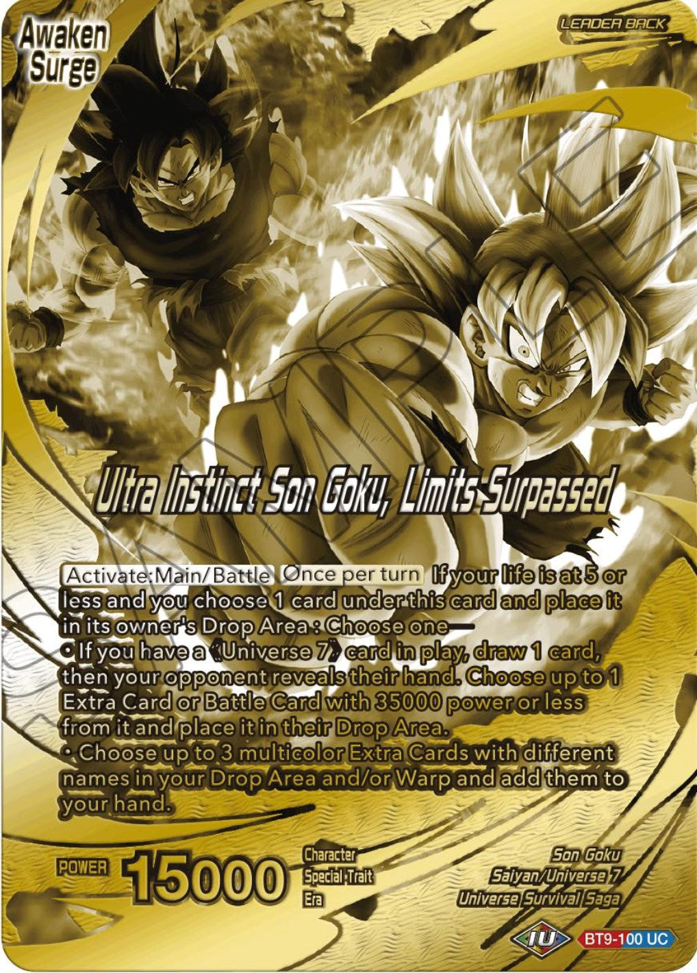 Son Goku // Ultra Instinct Son Goku, Limits Surpassed (Championship 2023 Golden Card Vol.2, Version 2) (BT9-100) [Tournament Promotion Cards] | Nerdhalla Games