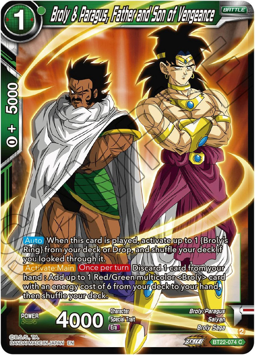 Broly & Paragus, Father and Son of Vengeance (BT22-074) [Critical Blow] | Nerdhalla Games