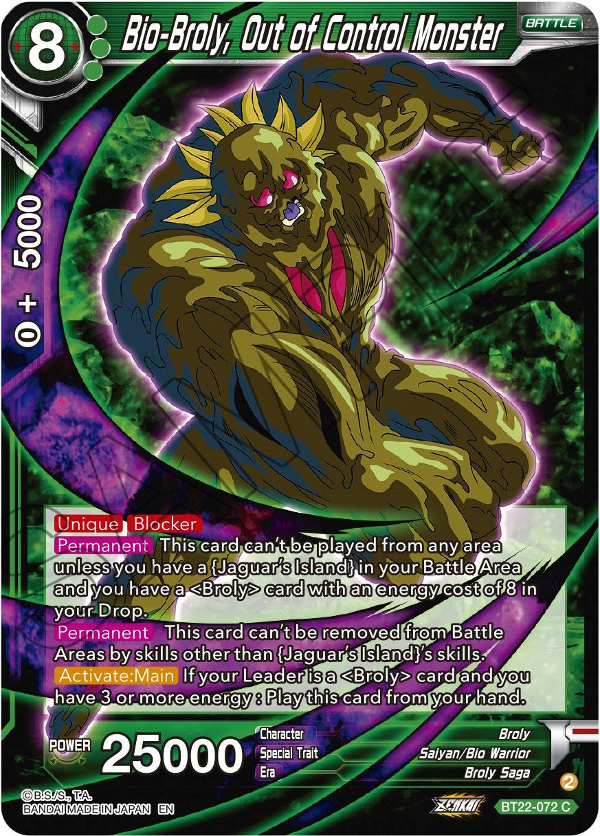 Bio-Broly, Out of Control Monster (BT22-072) [Critical Blow] | Nerdhalla Games