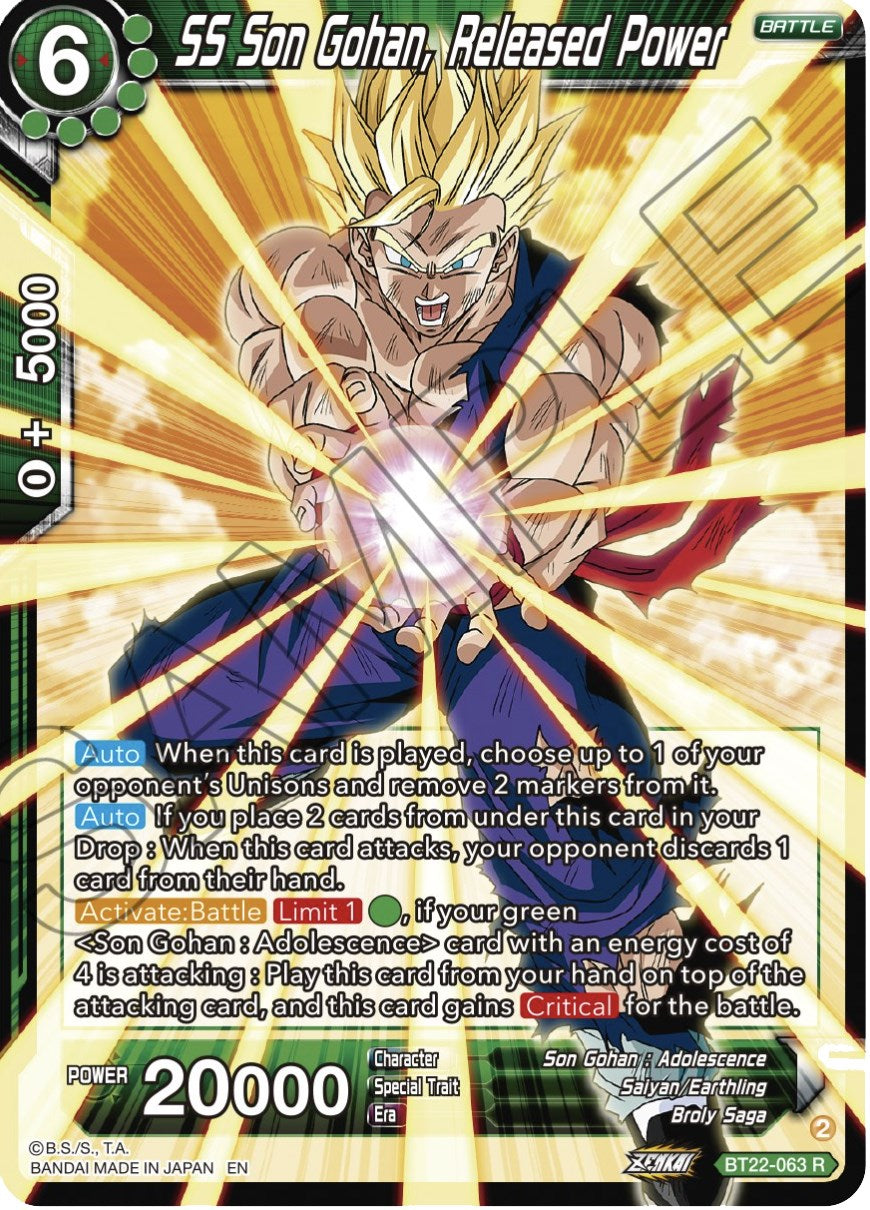 SS Son Gohan, Released Power (BT22-063) [Critical Blow] | Nerdhalla Games