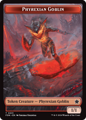 Cat (0027) // Phyrexian Goblin Double-Sided Token [Foundations Tokens] | Nerdhalla Games