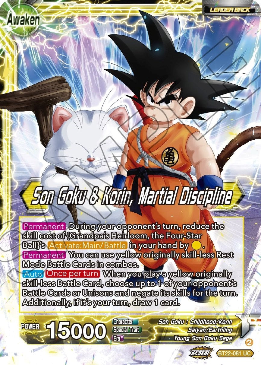 Son Goku // Son Goku & Korin, Martial Discipline (BT22-081) [Critical Blow] | Nerdhalla Games