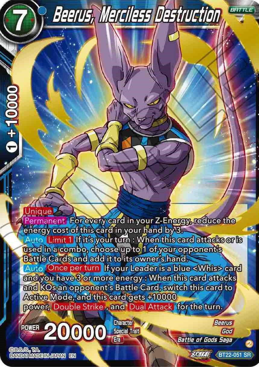 Beerus, Merciless Destruction (BT22-051) [Critical Blow] | Nerdhalla Games