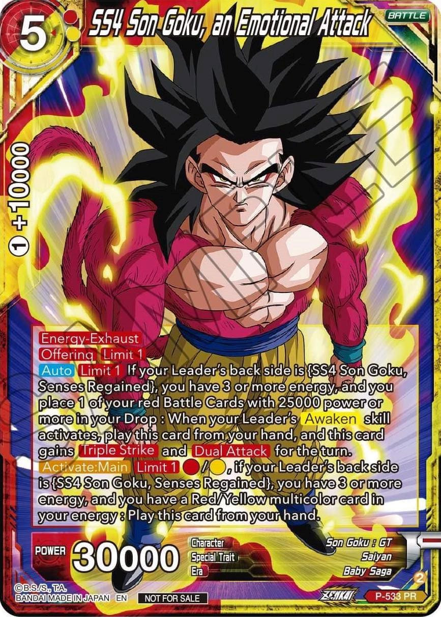 SS4, Son Goku, an Emotional Attack (Zenkai Series Tournament Pack Vol.5) (P-533) [Tournament Promotion Cards] | Nerdhalla Games