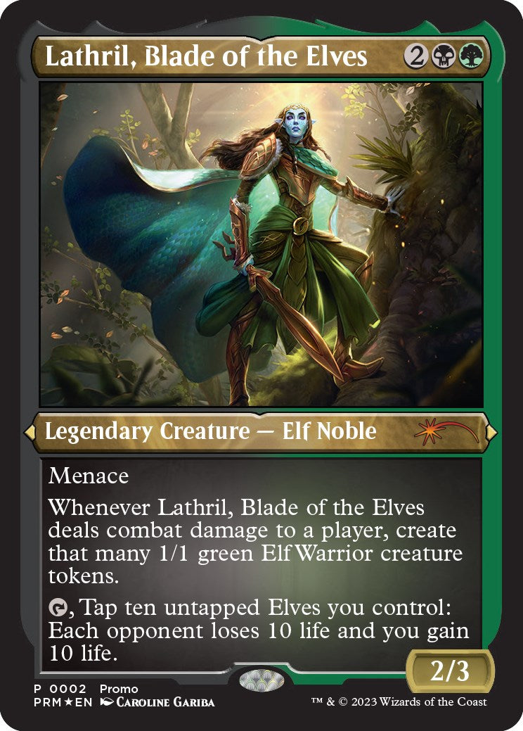 Lathril, Blade of the Elves (Foil Etched) [Media Promos] | Nerdhalla Games