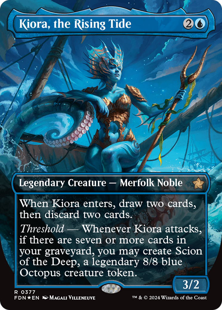 Kiora, the Rising Tide (Borderless) (Mana Foil) [Foundations] | Nerdhalla Games