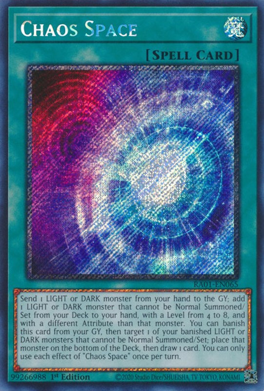 Chaos Space [RA01-EN065] Platinum Secret Rare | Nerdhalla Games