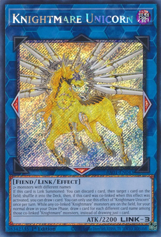 Knightmare Unicorn [RA01-EN043] Platinum Secret Rare | Nerdhalla Games