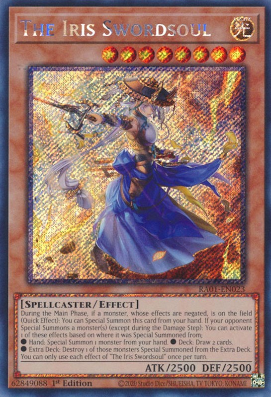 The Iris Swordsoul [RA01-EN023] Platinum Secret Rare | Nerdhalla Games