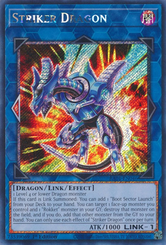 Striker Dragon [RA01-EN046] Platinum Secret Rare | Nerdhalla Games