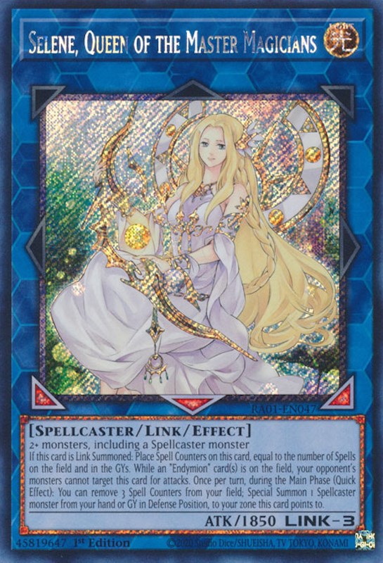 Selene, Queen of the Master Magicians [RA01-EN047] Platinum Secret Rare | Nerdhalla Games